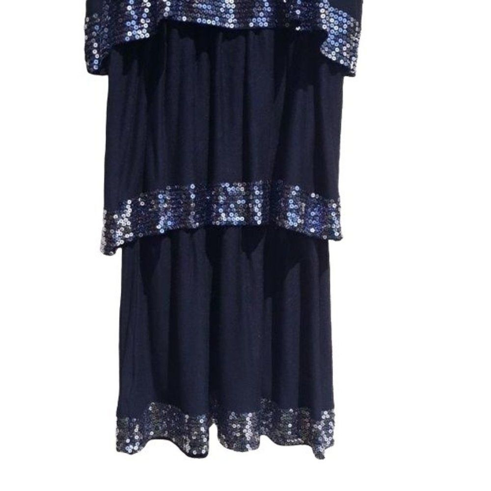 32 Flavors Dress Flapper Sequined Striped Tiered‎ Sleeveless Mini Black Sz XS - Picture 8 of 8